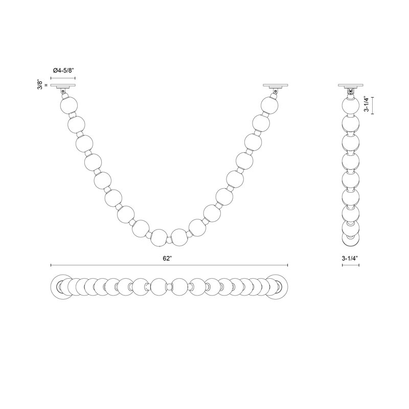 Akoya Chrome LED Pendant, 62" H x  3.25" W x 3.25" D