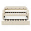 Lit de jour rembourré avec lit gigogne, support en lattes de bois, canapé-lit à structure rembourrée, simple, beige-1269191702