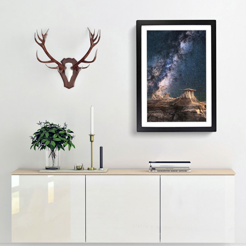 Starlight over Desert Rocks - Framed Print, 48cm H x 36cm W x 2cm D, Black Framed