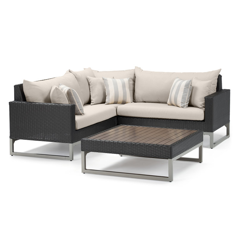 Sameko Outdoor 4 - Piece Conversation Set, Brown, Charcoal Grey Sunbrella®