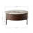 Modern Round Coffee Table With Drawers And Metal Legs,White+Natural