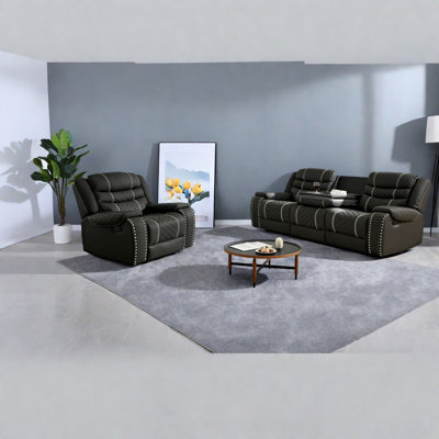 Comfortable Microfiber Recliner Sofa Set For Home Entertainment, Black
