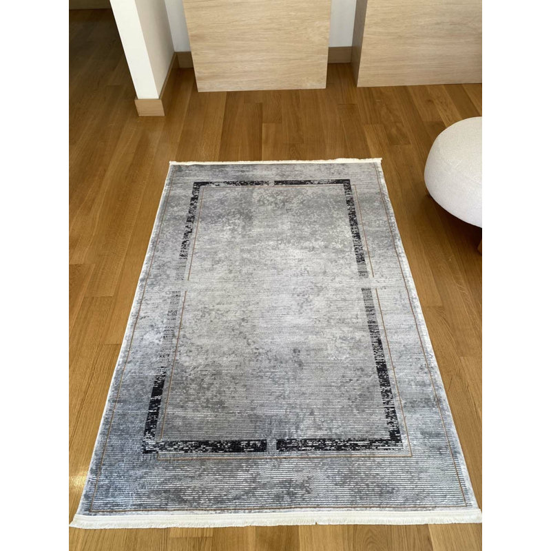 Tapis en coton avec envers antidérapant Lanney, Rectangle 5 pi 3 po x 11 pi 6 po