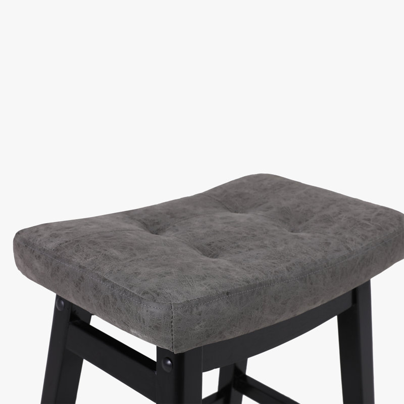 Tabouret de bar 24 po, Siège en polyuréthane gris / structure noire