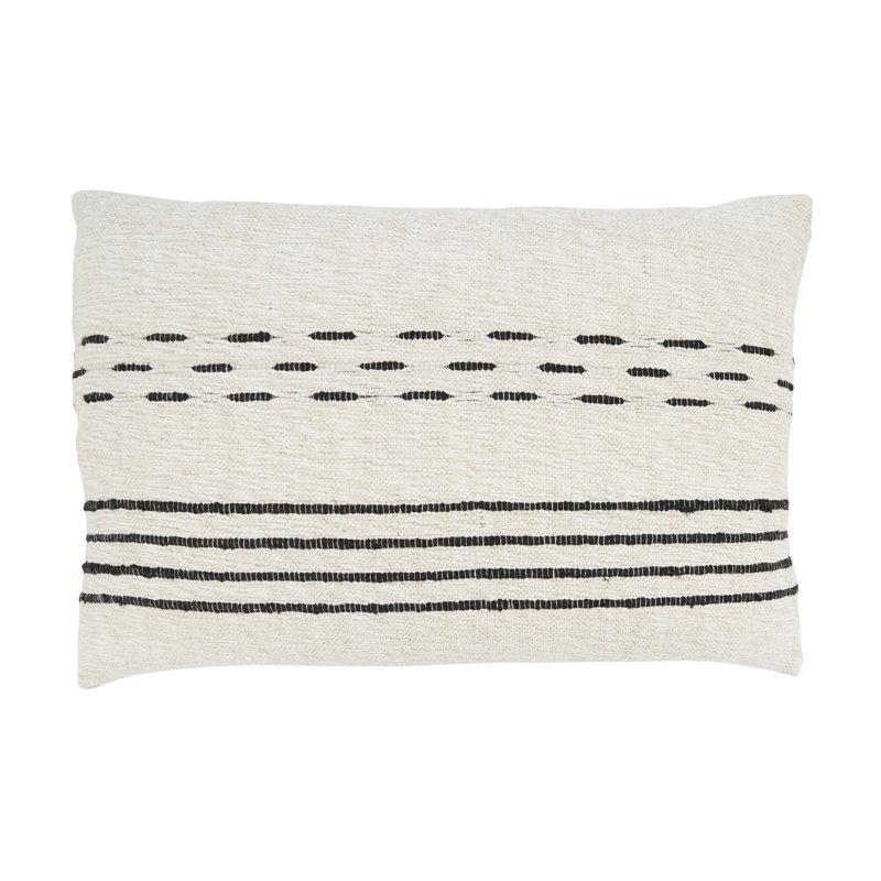 Black and White Striped Cotton Pillow Cover