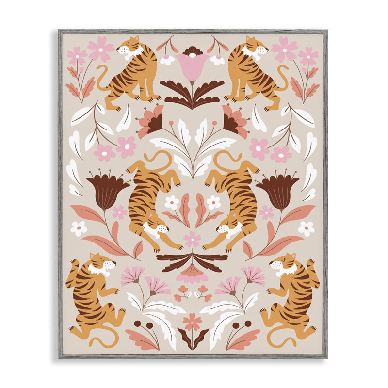  Reproduction d'art giclée sur miroir par Boho Tigers par Angela Nickeas, H 30 po x l 24 po, Estampe numérique Farmhouse