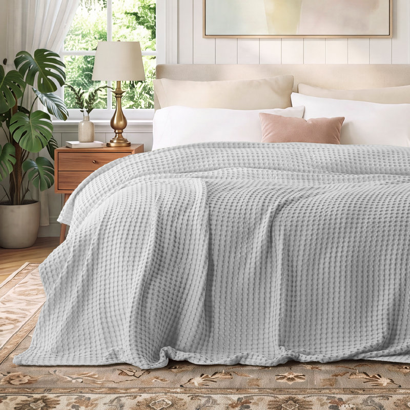 Couvre-lit gaufré en coton et rayonne de bambou 279 g / m² GentleSoft ™, Grand lit, Gris