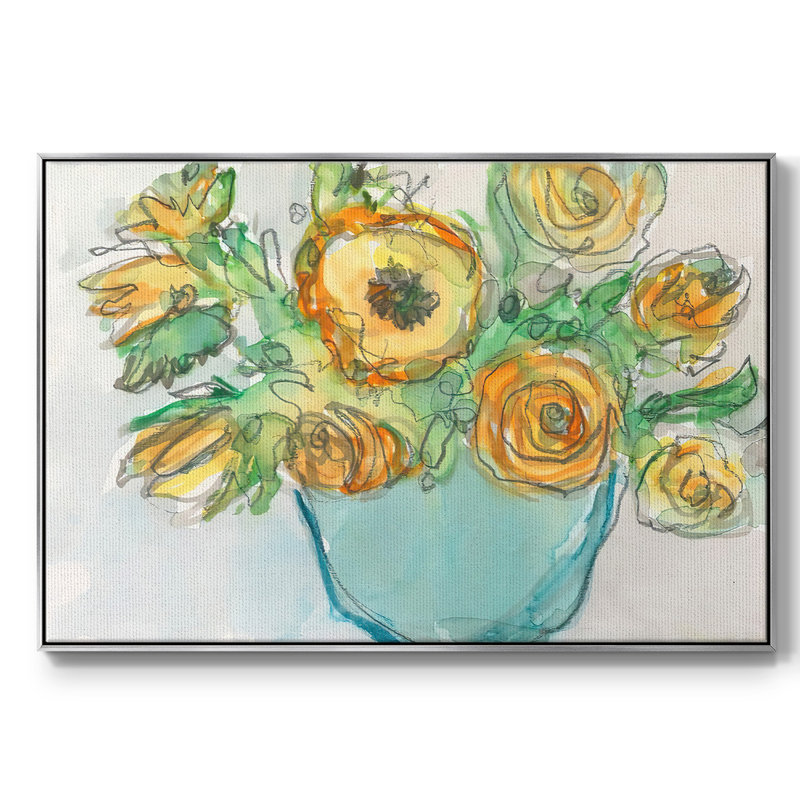 " Spring Floral Accent II ", 25" H x 37" W x 2" D, Silver Framed Canvas