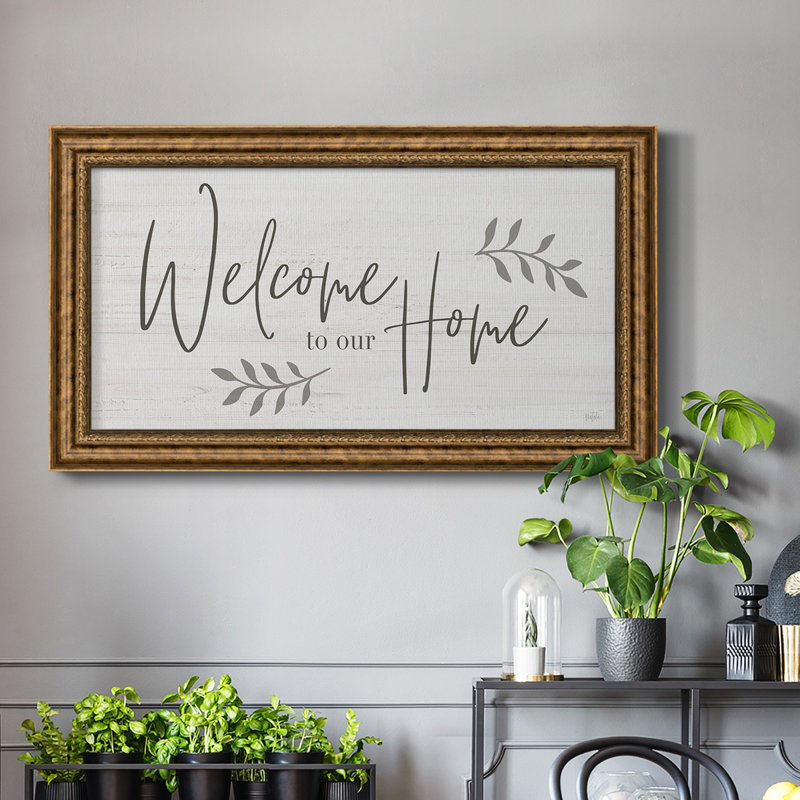 Welcome to Our Home - Cadre photo unique, art textuel sur toile, H 25 po x l 45 po x P 2,5 po