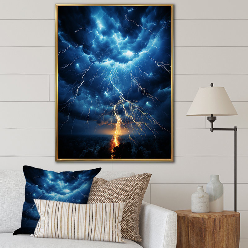 Radnitz Lightning Electric Dance I sur toile, H 20 po x l 12 po x P 1 po, Cadre flottant doré