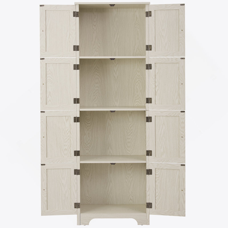 Tall Storage Cabinet With 8 Doors, White