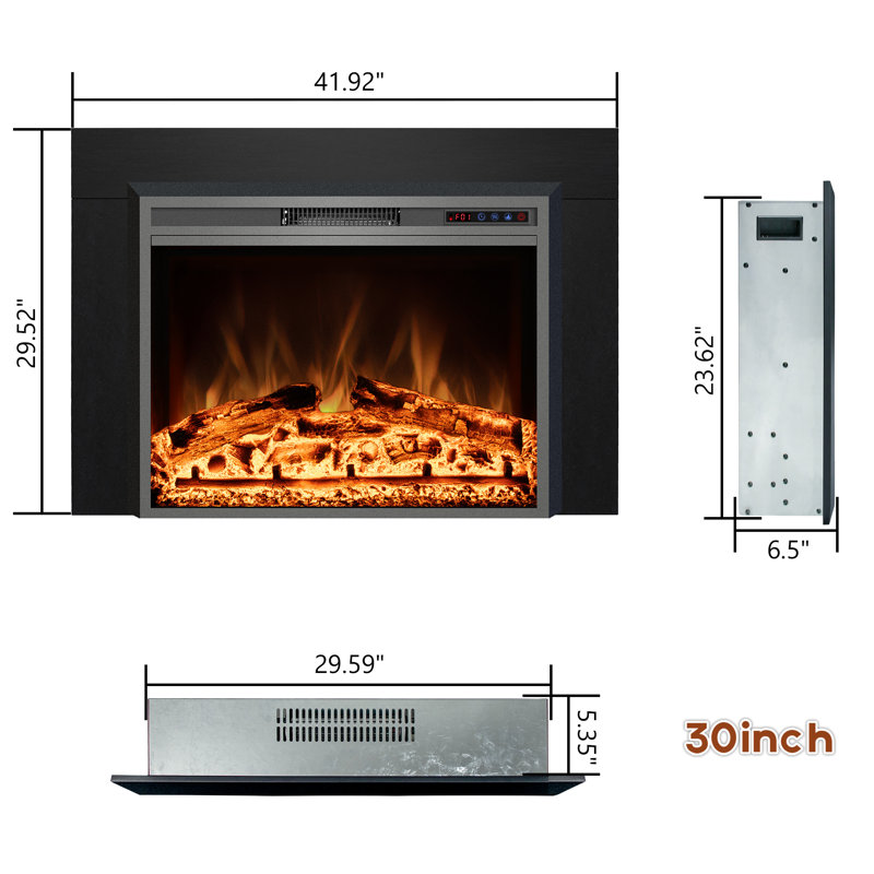 Foyer électrique Cassella, H 32,11 po x l 44,5 po x P 6,5 po