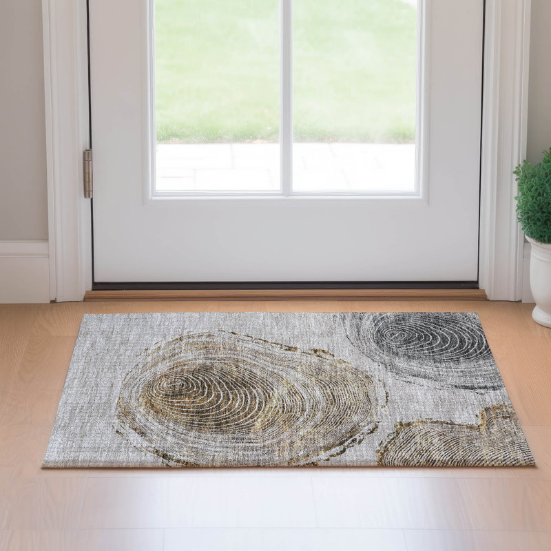 Tapis taupe Prisco lavable à la machine de qualité supérieure, Rectangle 1 pi 8 po x 2 pi 6 po