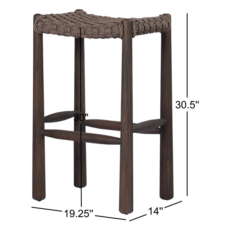 Savio Outdoor Stool-Dark Textured Woven-Counter, 30", Brown