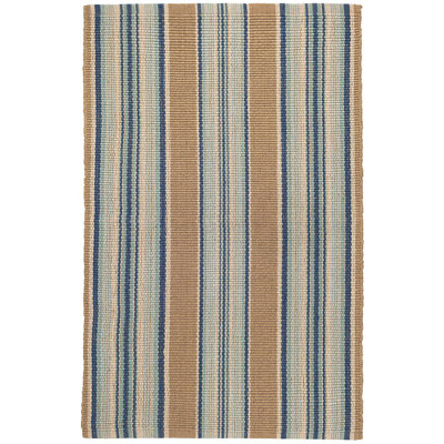 Blue Heron Stripe Handwoven Cotton Rug