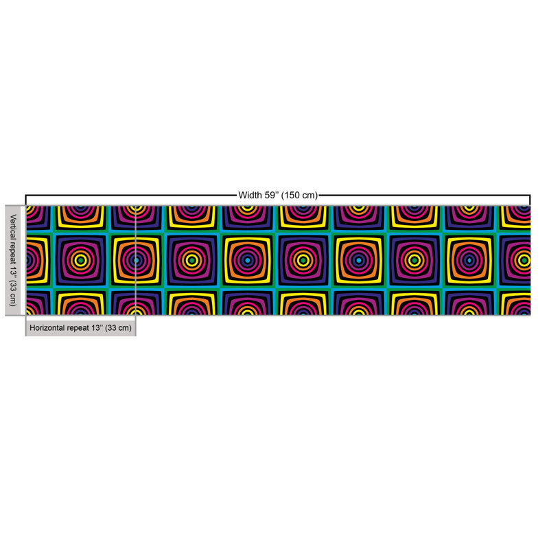 Chinika Whirlpool Effect Nested Square and Circles Multi-Purpose Fabric