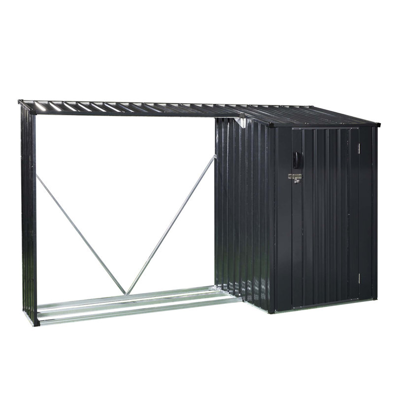 Étagère de rangement pour l'extérieur en acier et bois, deux-en-un, noir (W540P171889)