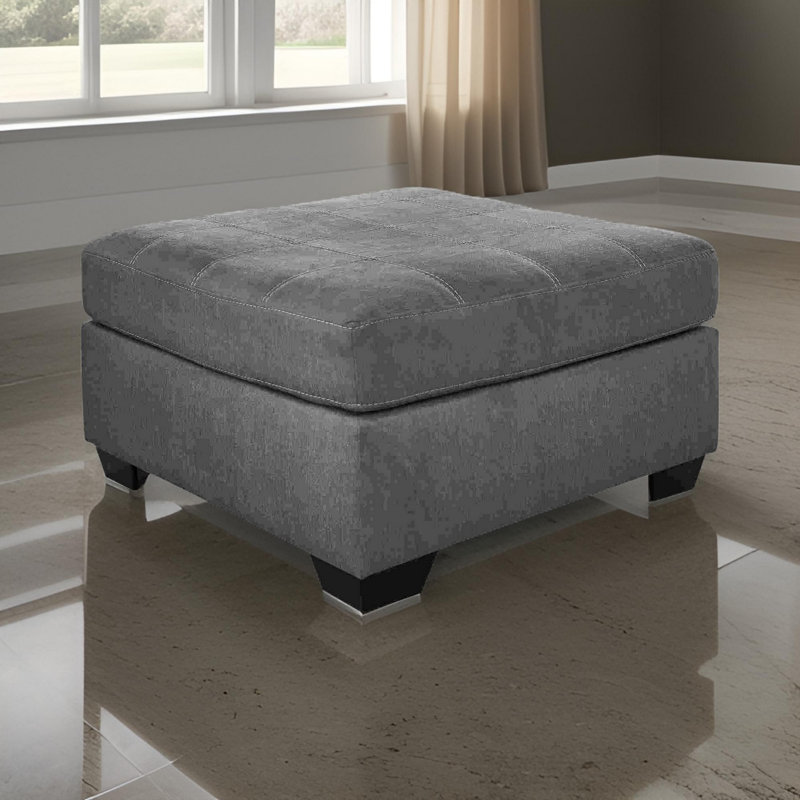 Repose-pieds d'appoint surdimensionné avec coutures, gris, Velours gris