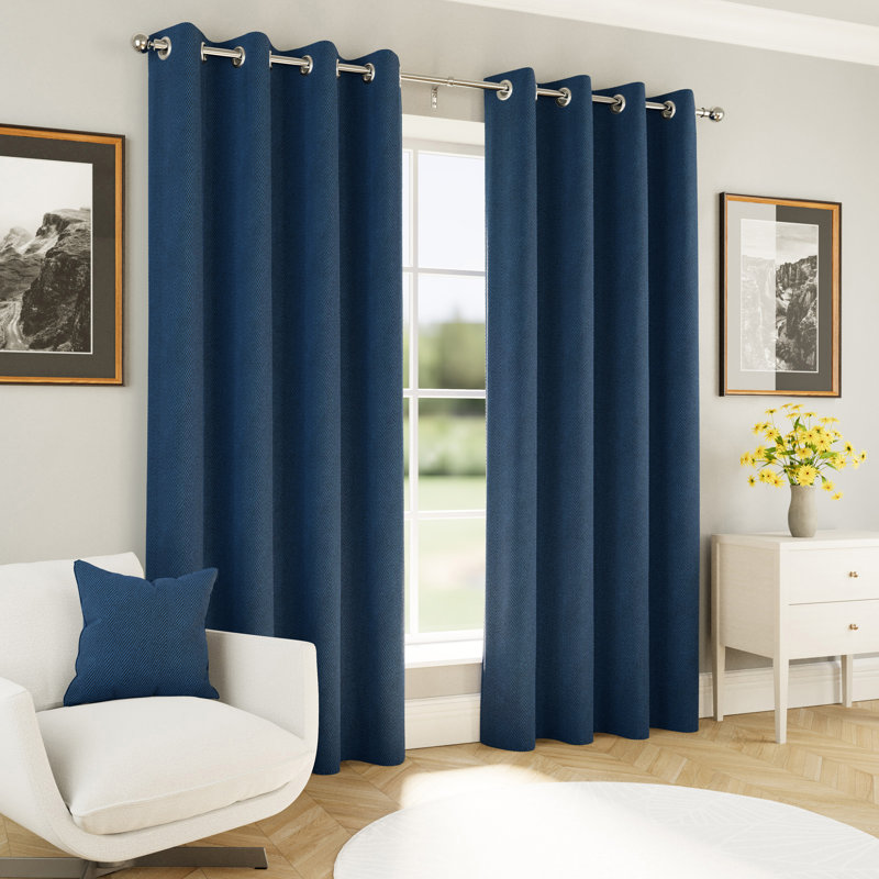 Blackout Curtain Panel Pair, 117cm Width x 183cm Drop, Navy