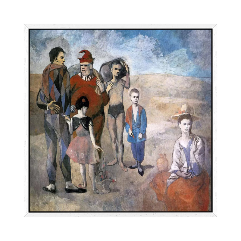 Family Of Saltimbanques by Pablo Picasso - Painting on Canvas, 45.72 cm H x 45.72 cm W, White Framed