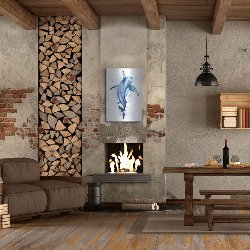 Art mural en métal luxueux «Colorful Animals Shark» par Lindsay Kivi, H 36 po x l 24 po
