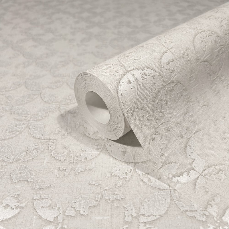 City Romance Collection Stippled Geometric Wallpaper Roll, Cream