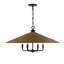 Lustre cône en acier 6 lumières à intensité variable avec abat-jour en rotin Jared 
