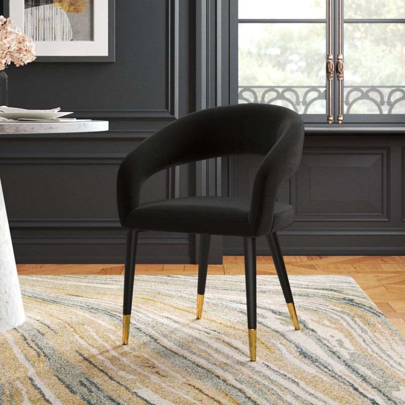 Chaise parsons rembourrée 31,5 po Yonkers, Velours noir