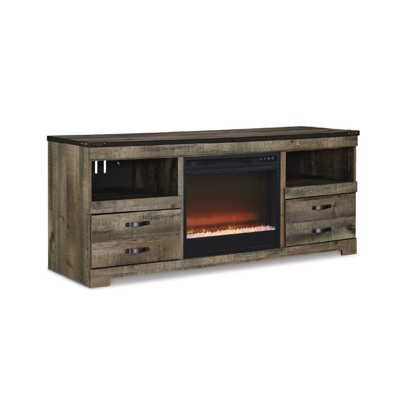 Dazya Unfinished TV Stand for TVs up to 60" with Fireplace Included