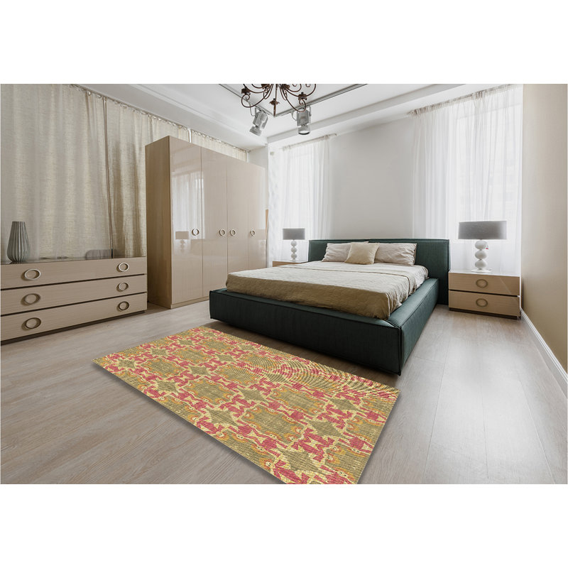 Tapis 100% lavable à la machine à motif pat729brn, Rectangle 6 pi x 9 pi