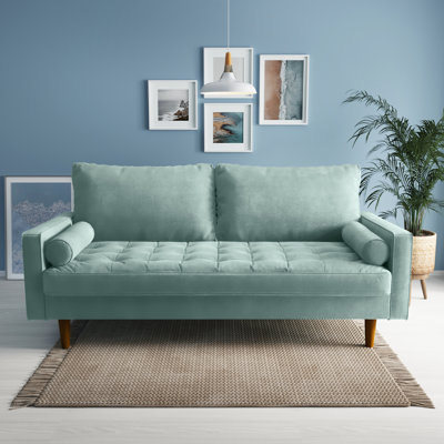Sellner 70" Velvet Square Arm Tufted Seat Sofa