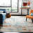 Felty Abstract Cream/Orange/Blue Rug-976428565