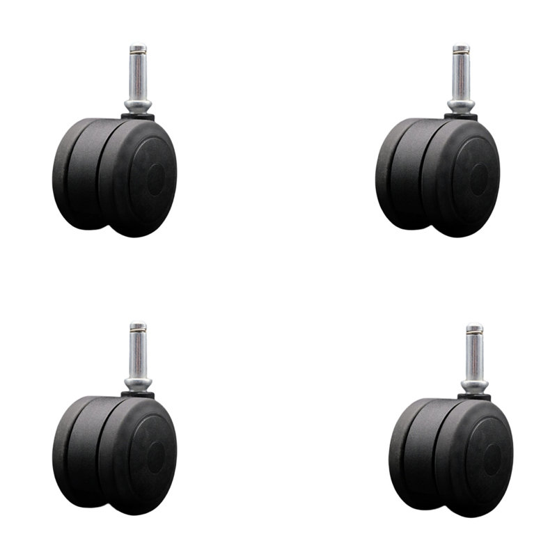 Ensemble de 4 roulettes robustes 3 pouces avec roulettes 7/16, Noir