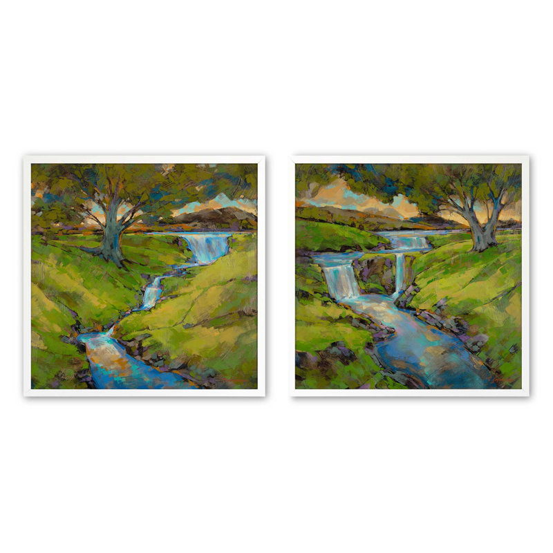 «Happy Hills Splash», ensemble de 2 impressions, Impression encadrée, Blanc opaque, 20 po x 20 po
