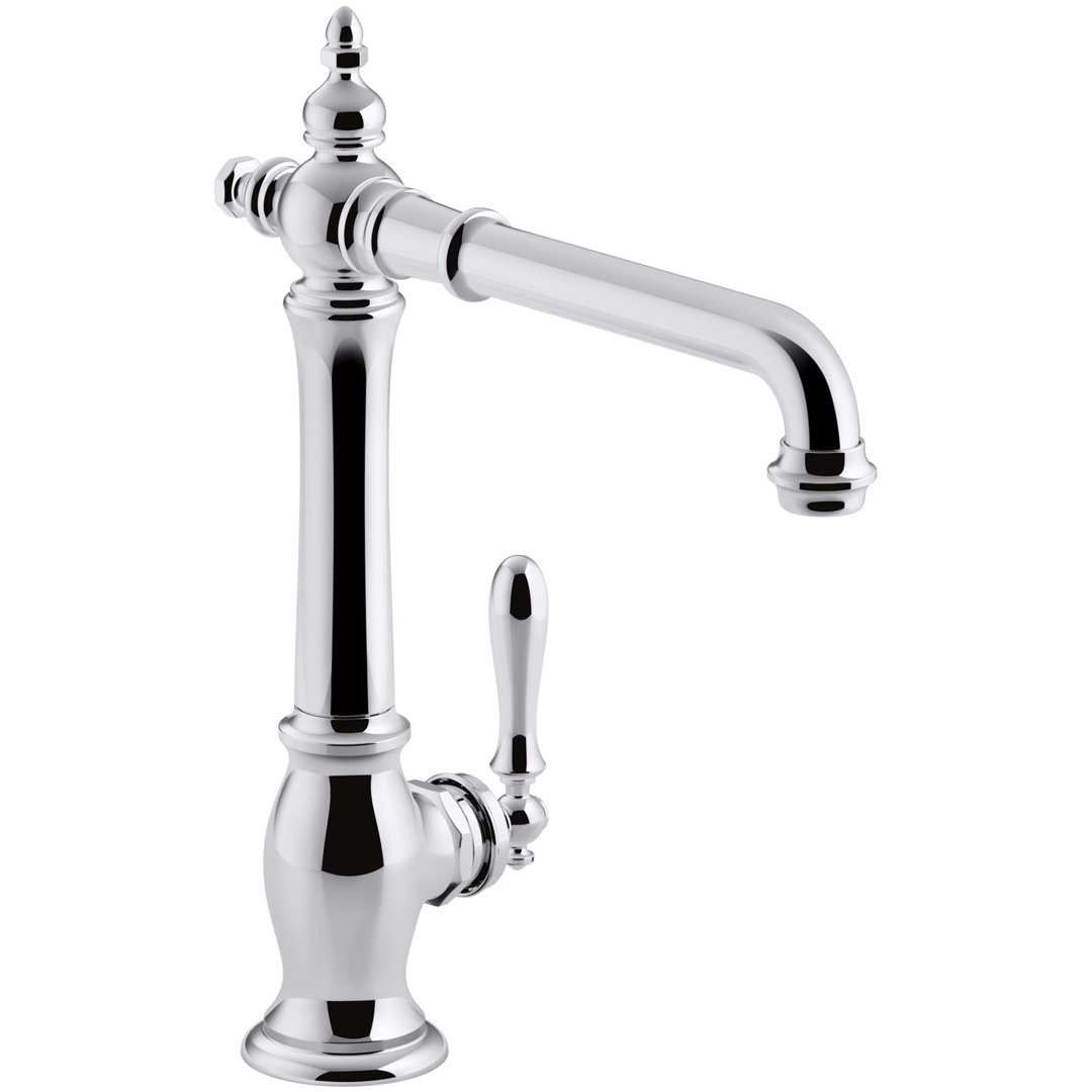 Artifacts Single-Hole Kitchen Sink Faucet with 13-1/2-in Swing Spout, Victorian Spout Design Kohler