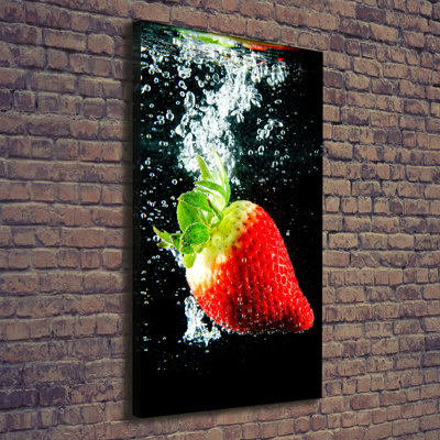 Strawberry Under Water - Wrapped Canvas Print