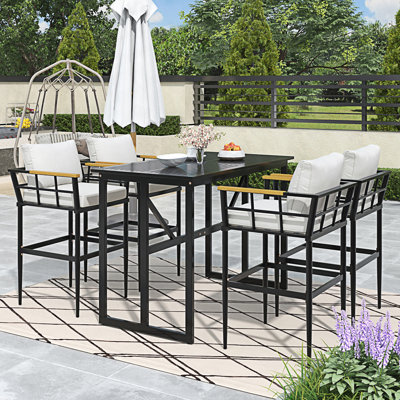 Ensemble repas d'extérieur, 4 chaises + 1 table