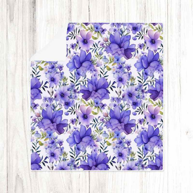 Jeté , L 50 po x L 60 po, Floral, Mauve / Vert