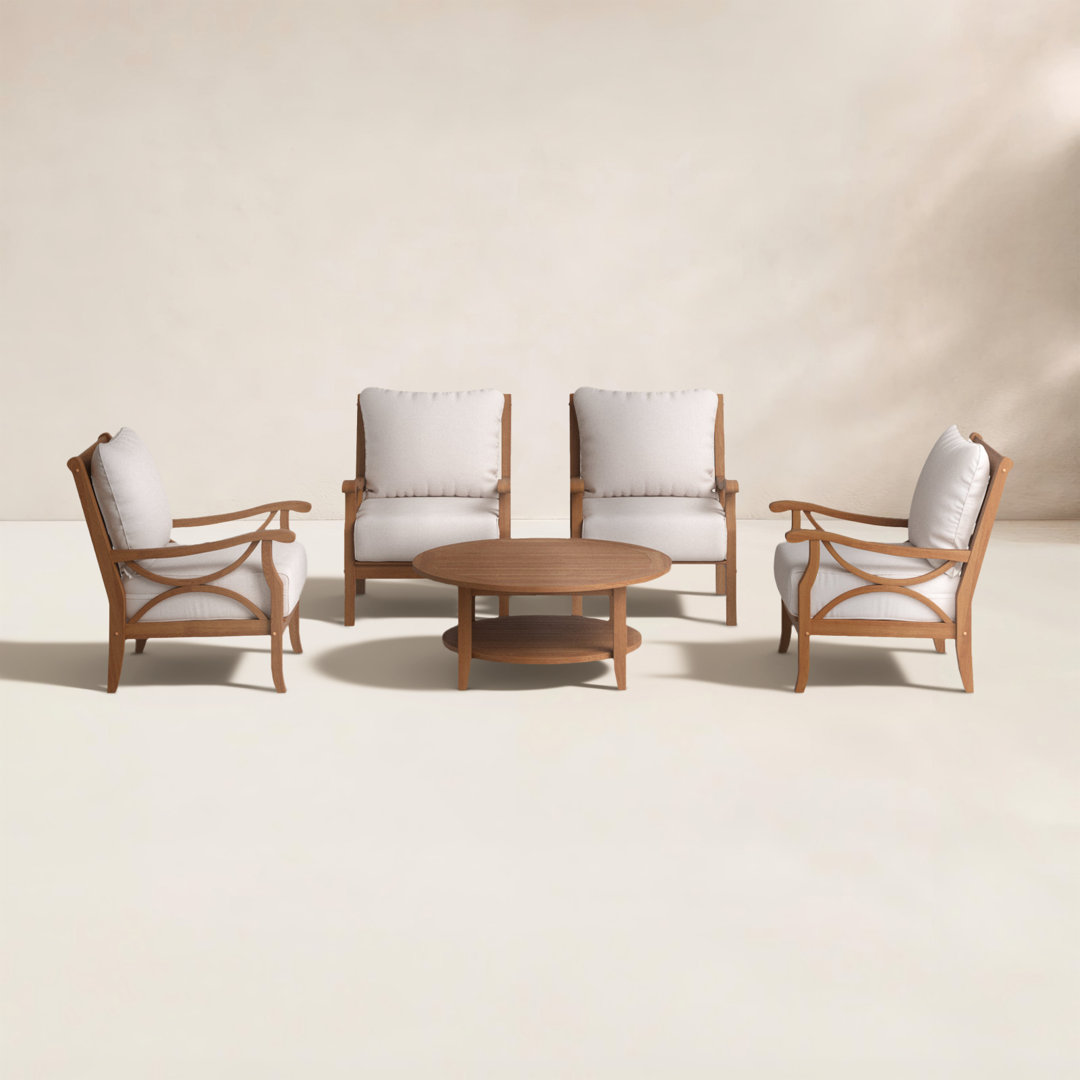 Brunswick Teak Seating Group with Cushions Birch Lane™ Frame Color / Cushion 