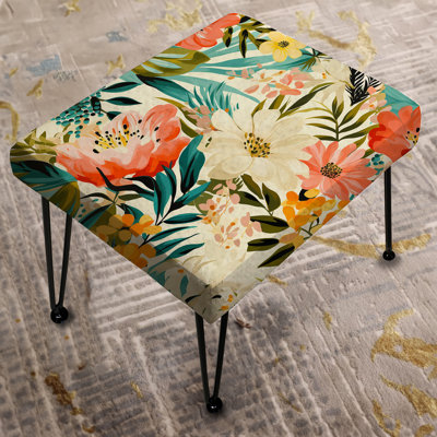 Botanical In Beige And Green I - Tropical Rectangle Ottoman