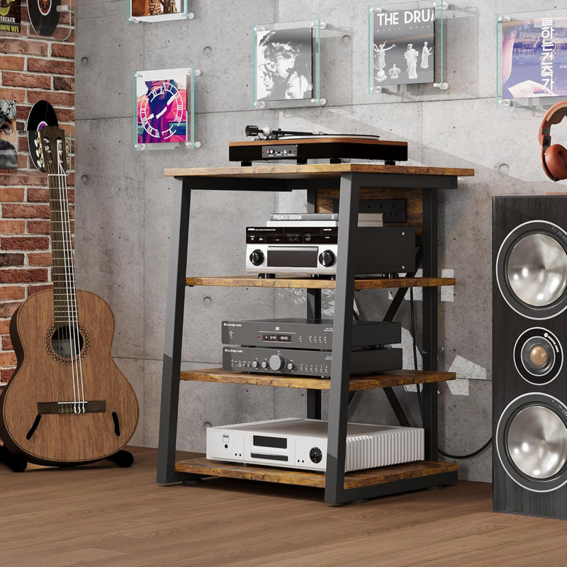 Meuble audio-vidéo à 4 niveaux avec prise de courant, H 30,5 po x l 23,7 po x P 18,9 po