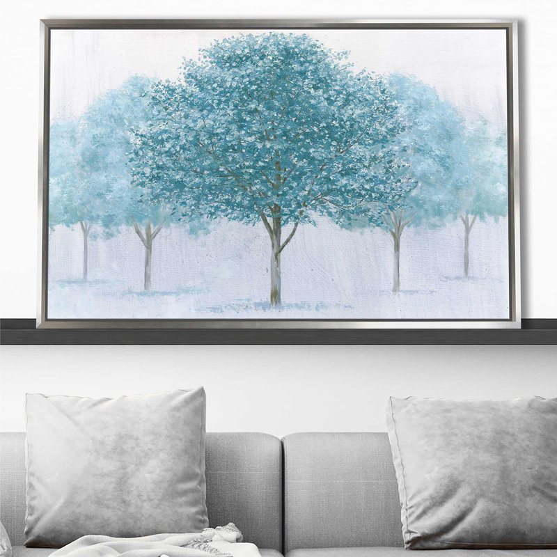 Peaceful Grove - Peinture, Cadre flottant argent, H 21,5 po x l 33,5 po x P 2 po