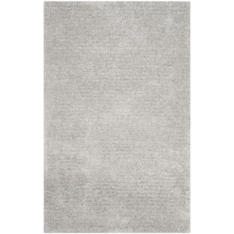 Tapis ivoire fait à la main Antanė, Silver, Rectangle 8 pi x 10 pi