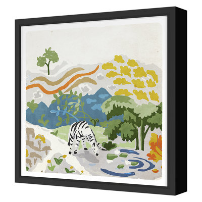 «Zebra Water» par Dana Gibson - peinture à cadre unique