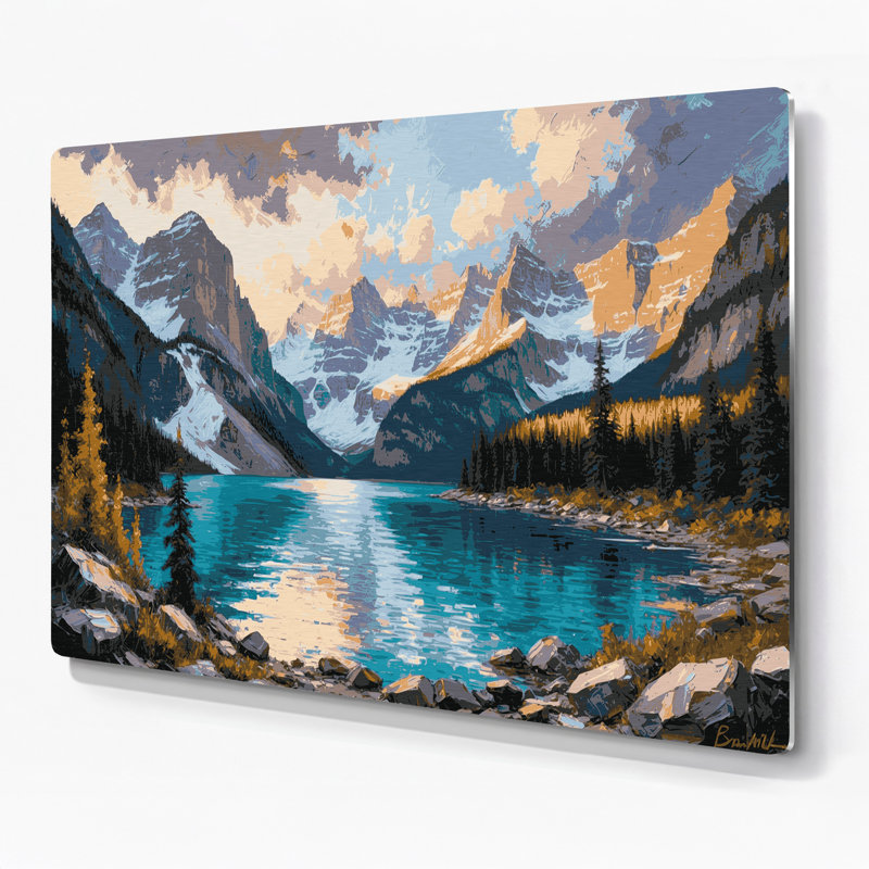 Art mural gris en villes, Banff, Alberta, H 20 po x l 24 po