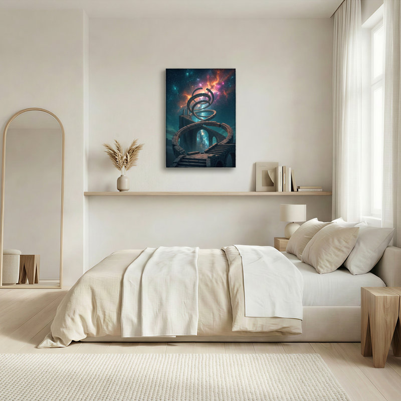 Cosmic Spiral Canvas Wall Art Oil Painting Print Set Of 1, 36"H x 24"W, Wrapped Canvas