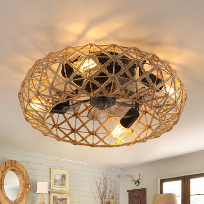 Ventilateur de plafond 19,69 "à pales avec cage et télécommande inclus