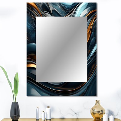 Tourbillon abstrait dans des tons dorés et noirs IV - peinture abstraite murale, miroir décoratif moderne, art imprimé en métal