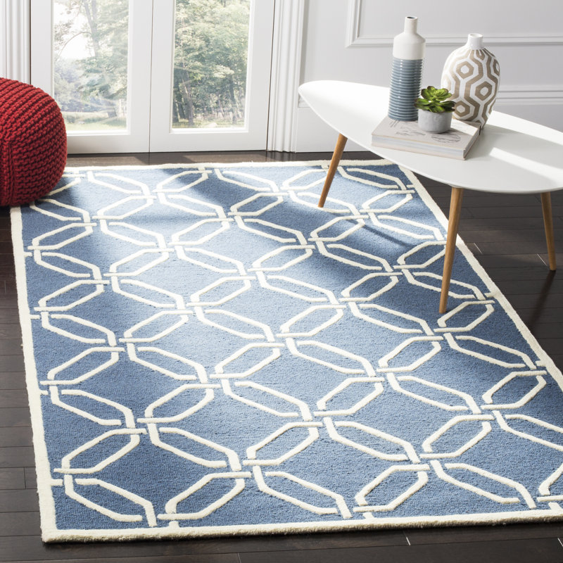 Geometric Wool Hand Woven Area Rug, Rectangle 122 x 183 cm
