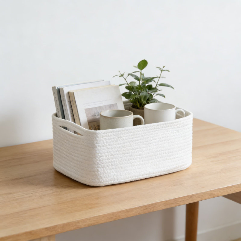 3-Pack Woven Storage Baskets With Handles, Soft Cotton Rope Organizer Bins For Shelves, Closet, Nursery & Home Decor, Decorative Storage Boxes For Toys, Books, Gifts & Clothes